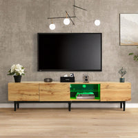 Stylish Modern TV Stand with 4 Cabinets and LED Light for TVs Up to 80 Inch Entertainment Center for Living Room and Bedroom