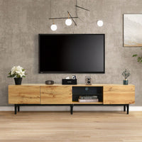 Stylish Modern TV Stand with 4 Cabinets and LED Light for TVs Up to 80 Inch Entertainment Center for Living Room and Bedroom