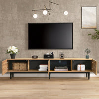 Stylish Modern TV Stand with 4 Cabinets and LED Light for TVs Up to 80 Inch Entertainment Center for Living Room and Bedroom