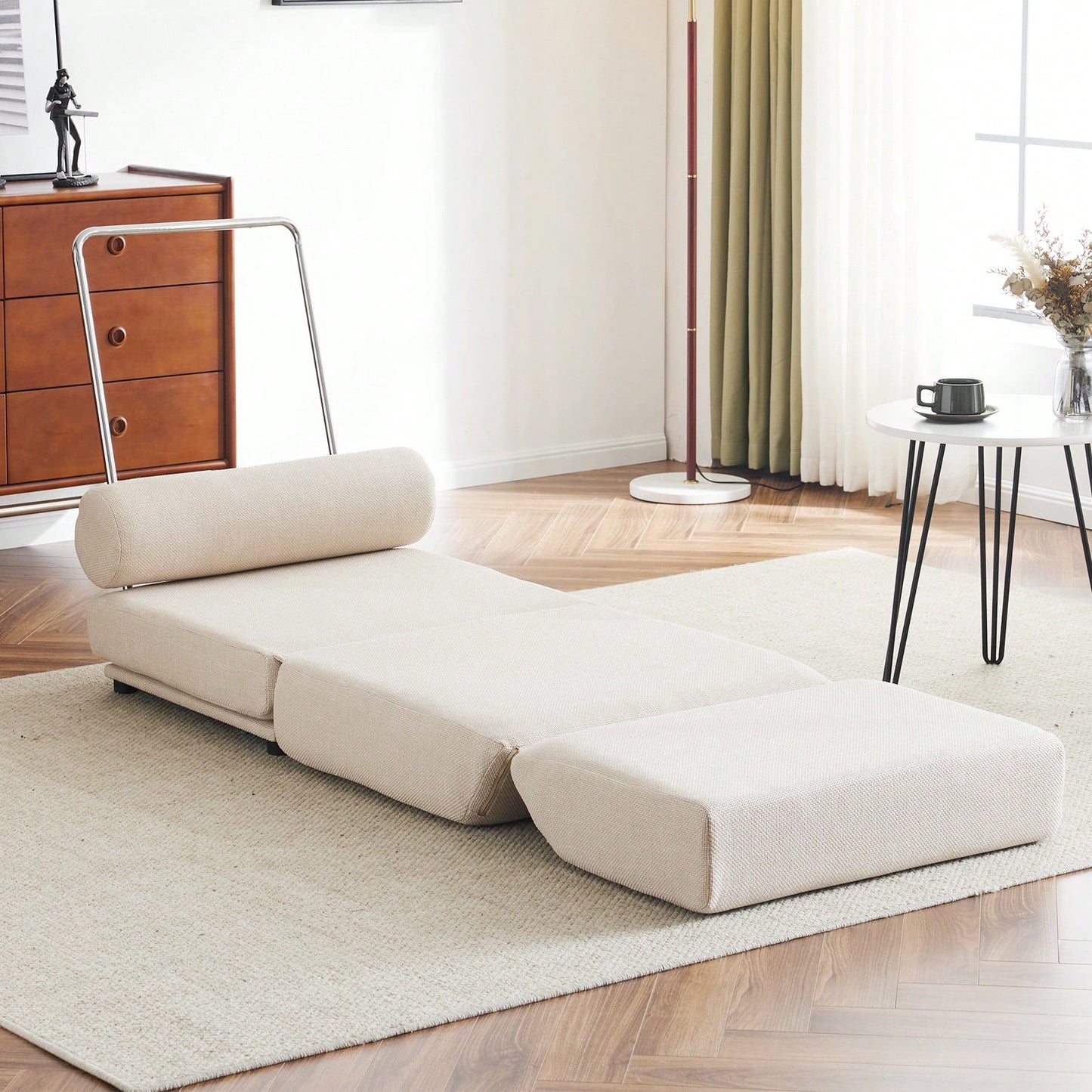 Foldable Single Sofa Bed With Pillow, Portable Foldable Sofa Bed, Leisure Sofa Chair, Easy To Store, Made Of Breathable And Wearable Linen