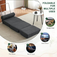 Foldable Single Sofa Bed With Pillow, Portable Foldable Sofa Bed, Leisure Sofa Chair, Easy To Store, Made Of Breathable And Wearable Linen