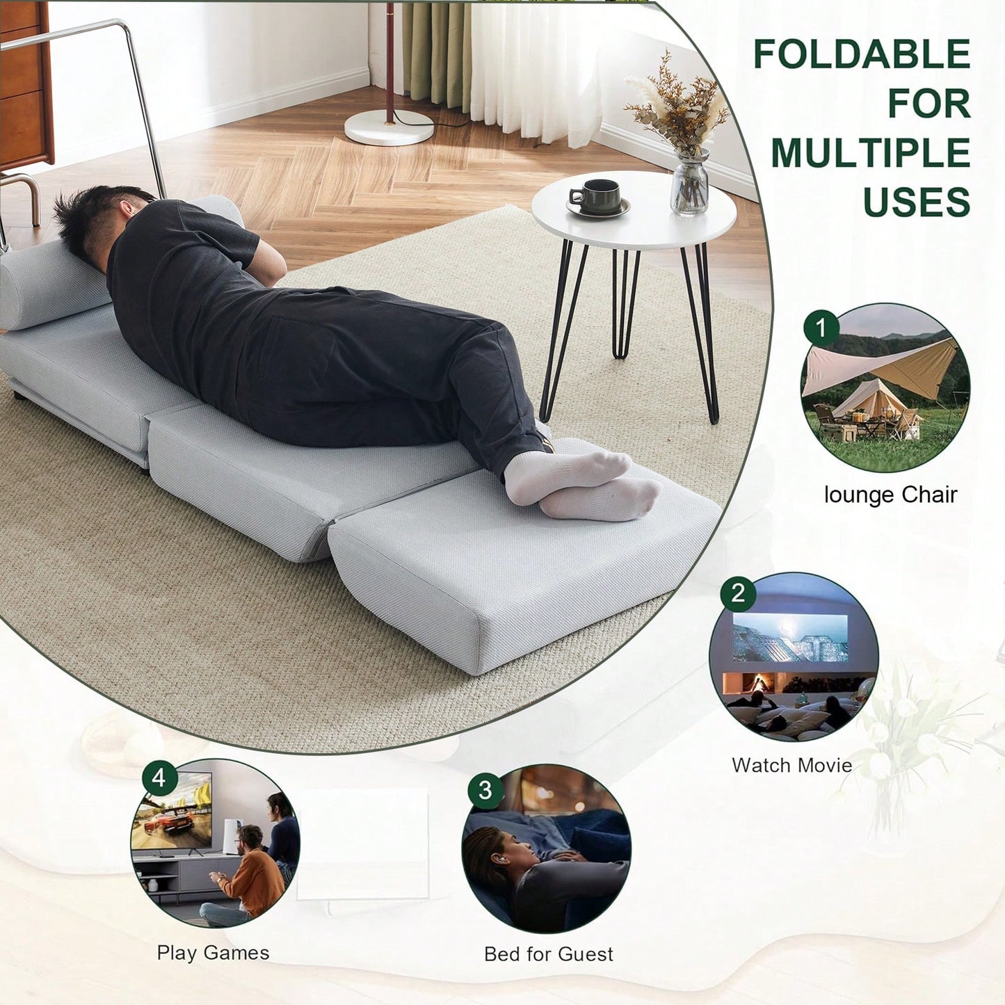 Foldable Single Sofa Bed With Pillow, Portable Foldable Sofa Bed, Leisure Sofa Chair, Easy To Store, Made Of Breathable And Wearable Linen