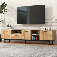 Stylish TV Stand with 4 Cabinets and Open Shelves for 80 Inch TVs Modern Media Console for Living Room and Home Theatre