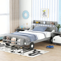 Car-Shaped Platform Bed,Twin Bed With Storage Shelf For Bedroom