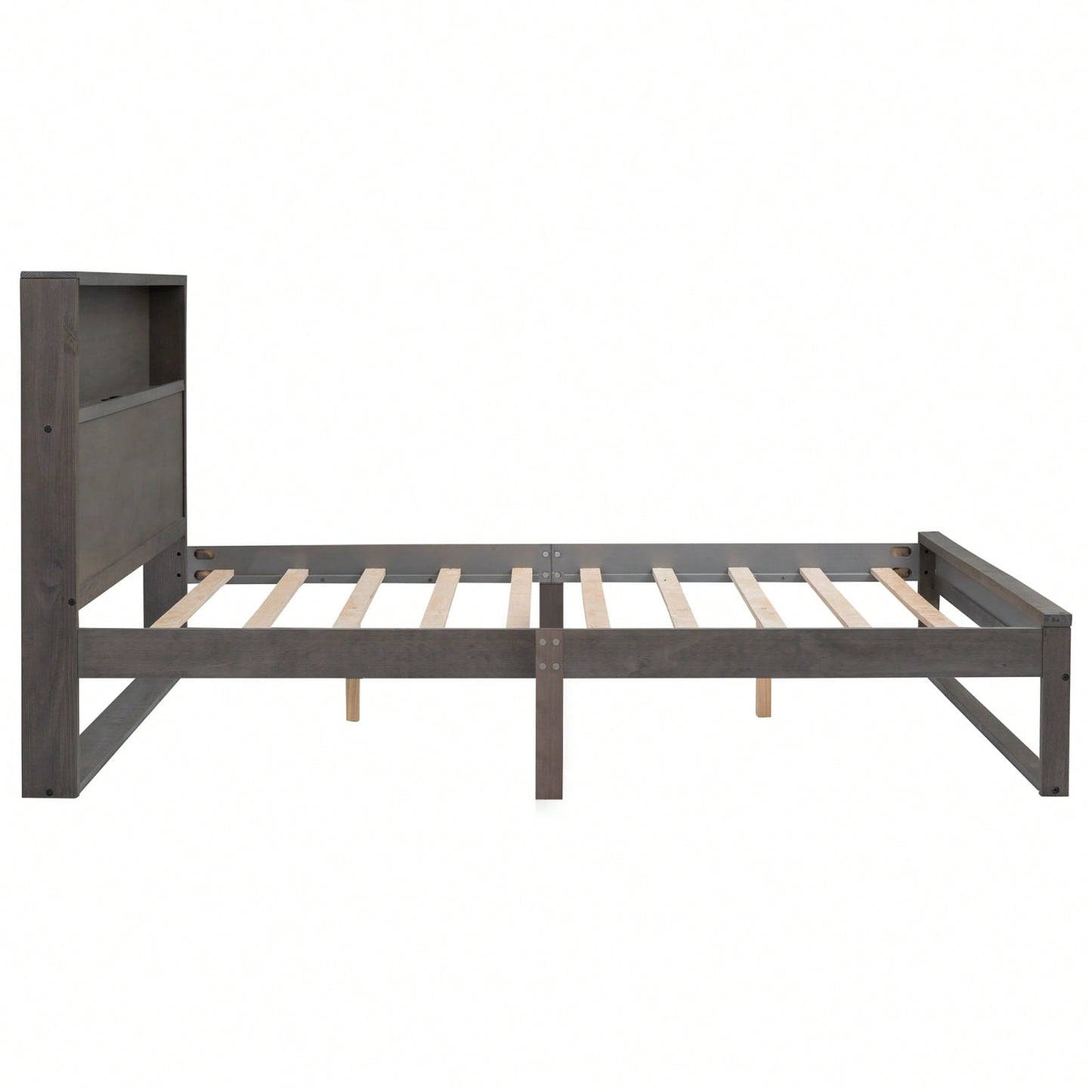 Queen Platform Bed Frame With Storage Headboard, Built-In Sockets & USB Ports, No Box Spring Needed, Wood Slat Support, Easy Assembly