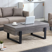 Rustic MDF Coffee Table with Metal Legs - Sturdy Elegant Living Room and Bedroom End Table - Easy Assembly