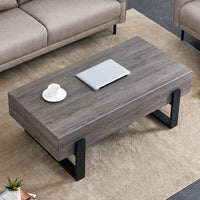 Rustic MDF Coffee Table with Metal Legs - Sturdy Elegant Living Room and Bedroom End Table - Easy Assembly