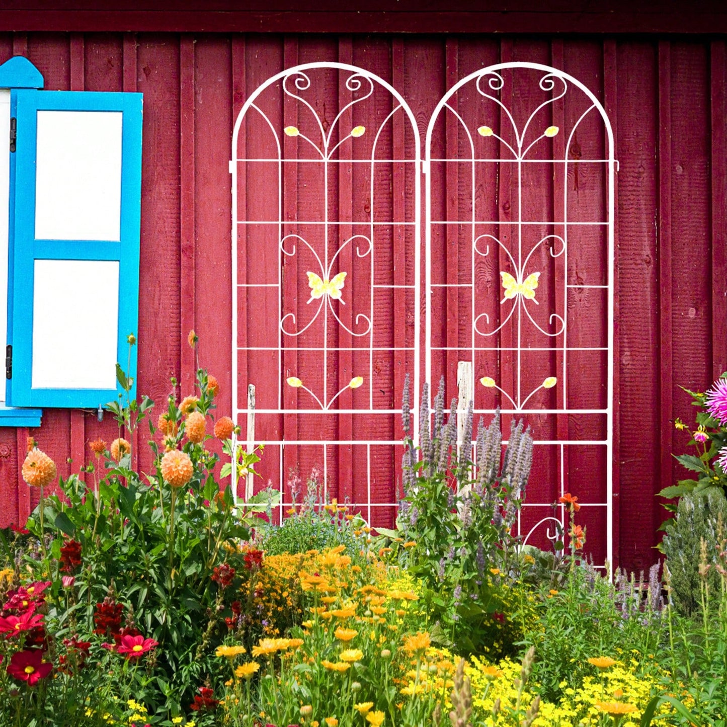 Expandable Metal Garden Trellises 4 Pack 86.7 x 19.7 Inch Rustproof Plant Support for Climbing Vines and Flowers