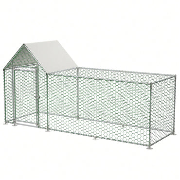 10x3FT Metal Chicken Coop Run Backyard Hen House Poultry Habitat Cage With Removable PE Cover