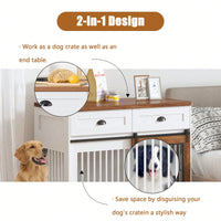 Heavy Duty Furniture Style Dog Cage Wooden Dog Cage Double Door Dog Cage Side Cabinet Dog Crate (44 1/2"W *22 3/4"D *33 1/4"H)