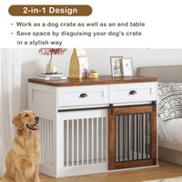 Heavy Duty Furniture Style Dog Cage Wooden Dog Cage Double Door Dog Cage Side Cabinet Dog Crate (44 1/2"W *22 3/4"D *33 1/4"H)