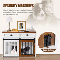 Heavy Duty Furniture Style Dog Cage Wooden Dog Cage Double Door Dog Cage Side Cabinet Dog Crate (44 1/2"W *22 3/4"D *33 1/4"H)