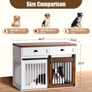 Heavy Duty Furniture Style Dog Cage Wooden Dog Cage Double Door Dog Cage Side Cabinet Dog Crate (44 1/2"W *22 3/4"D *33 1/4"H)