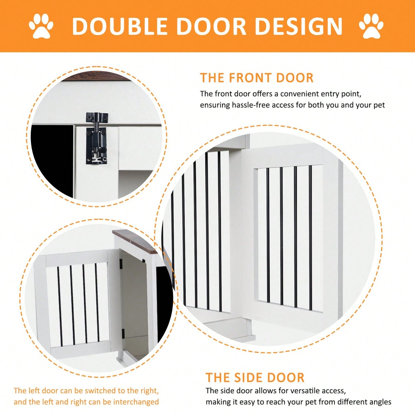 Dog Crate With 2 Doors, Chalkboard For Doodling, Heavy Duty Wooden Dog Cage For Medium And Small Dogs