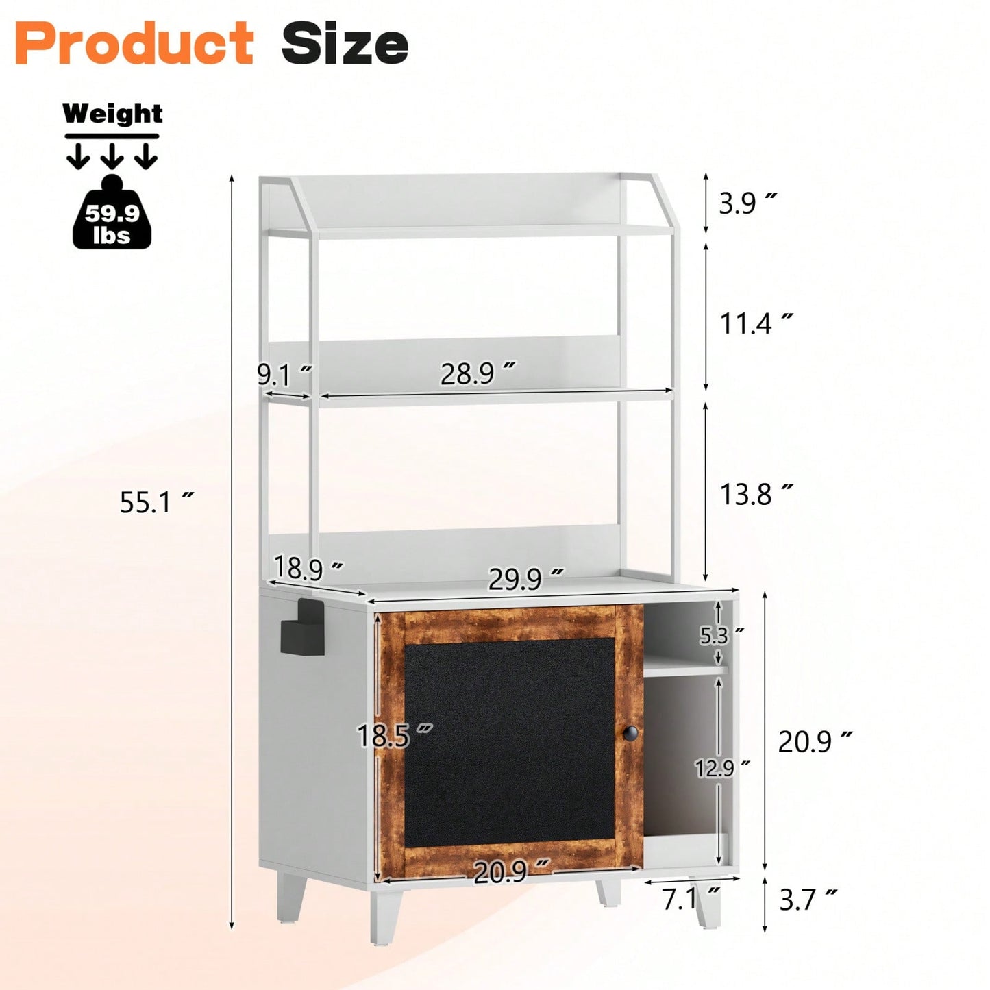 Cat Litter Box Enclosure With Storage Shelves And Chalkboard Doors, Large Cat House Furniture For Most Of Litter Box, White