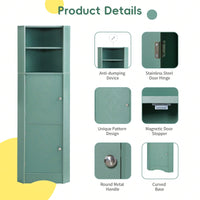 Freestanding Bathroom Corner Cabinet With Doors And Adjustable Shelves, MDF Board, Green