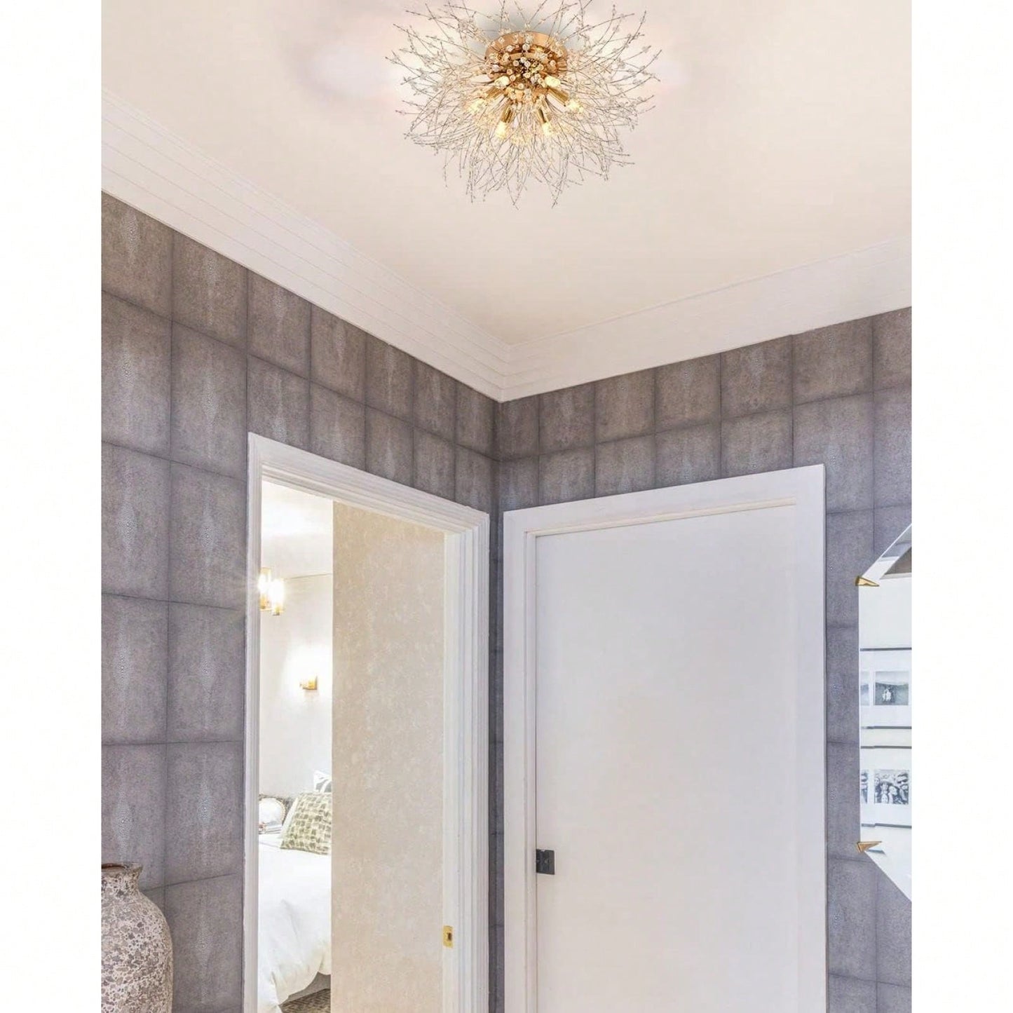 Modern Sputnik Flush Mount Ceiling Light, LED Ceiling Light Fixtures For Bedroom Kitchen Island Entryway Hallway Foyer