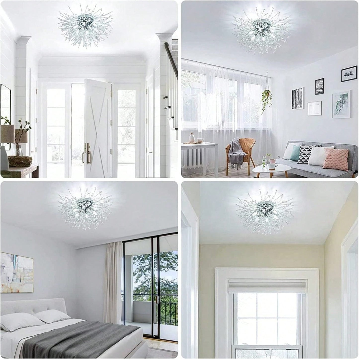 Modern Sputnik Flush Mount Ceiling Light, LED Ceiling Light Fixtures For Bedroom Kitchen Island Entryway Hallway Foyer