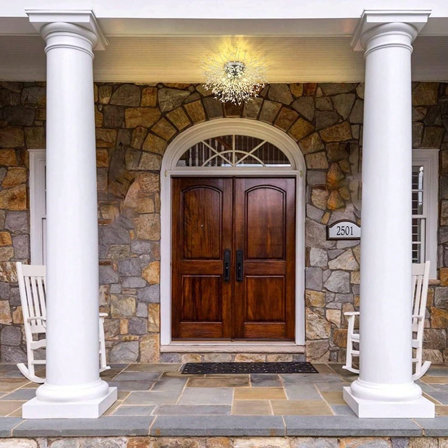 Modern Sputnik Flush Mount Ceiling Light, LED Ceiling Light Fixtures For Bedroom Kitchen Island Entryway Hallway Foyer