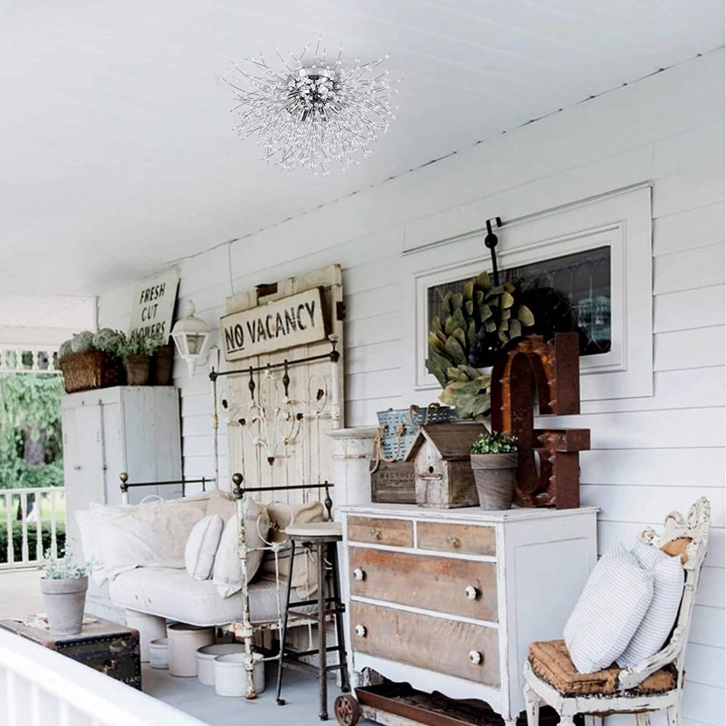 Modern Sputnik Flush Mount Ceiling Light, LED Ceiling Light Fixtures For Bedroom Kitchen Island Entryway Hallway Foyer