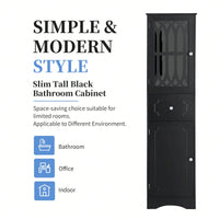 Freestanding Tall Bathroom Cabinet With Drawer And Doors, MDF Board, Acrylic Door, Adjustable Shelf