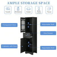 Freestanding Tall Bathroom Cabinet With Drawer And Doors, MDF Board, Acrylic Door, Adjustable Shelf