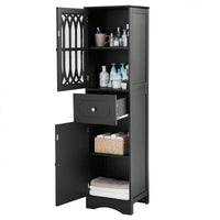 Freestanding Tall Bathroom Cabinet With Drawer And Doors, MDF Board, Acrylic Door, Adjustable Shelf