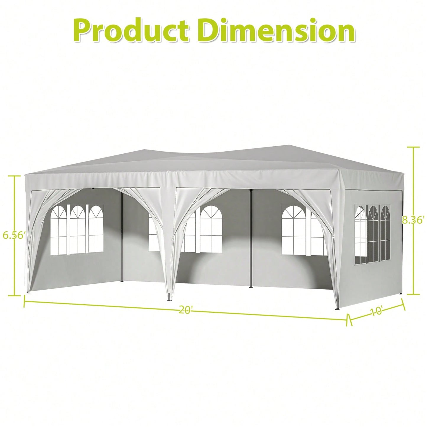 10x20 Heavy Duty Pop Up Canopy Tent with 6 Waterproof Sidewalls for Outdoor Events and Parties