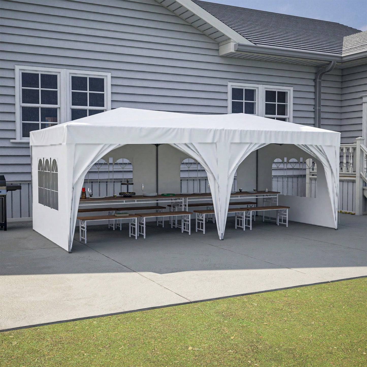 10x20 Heavy Duty Pop Up Canopy Tent with 6 Waterproof Sidewalls for Outdoor Events and Parties