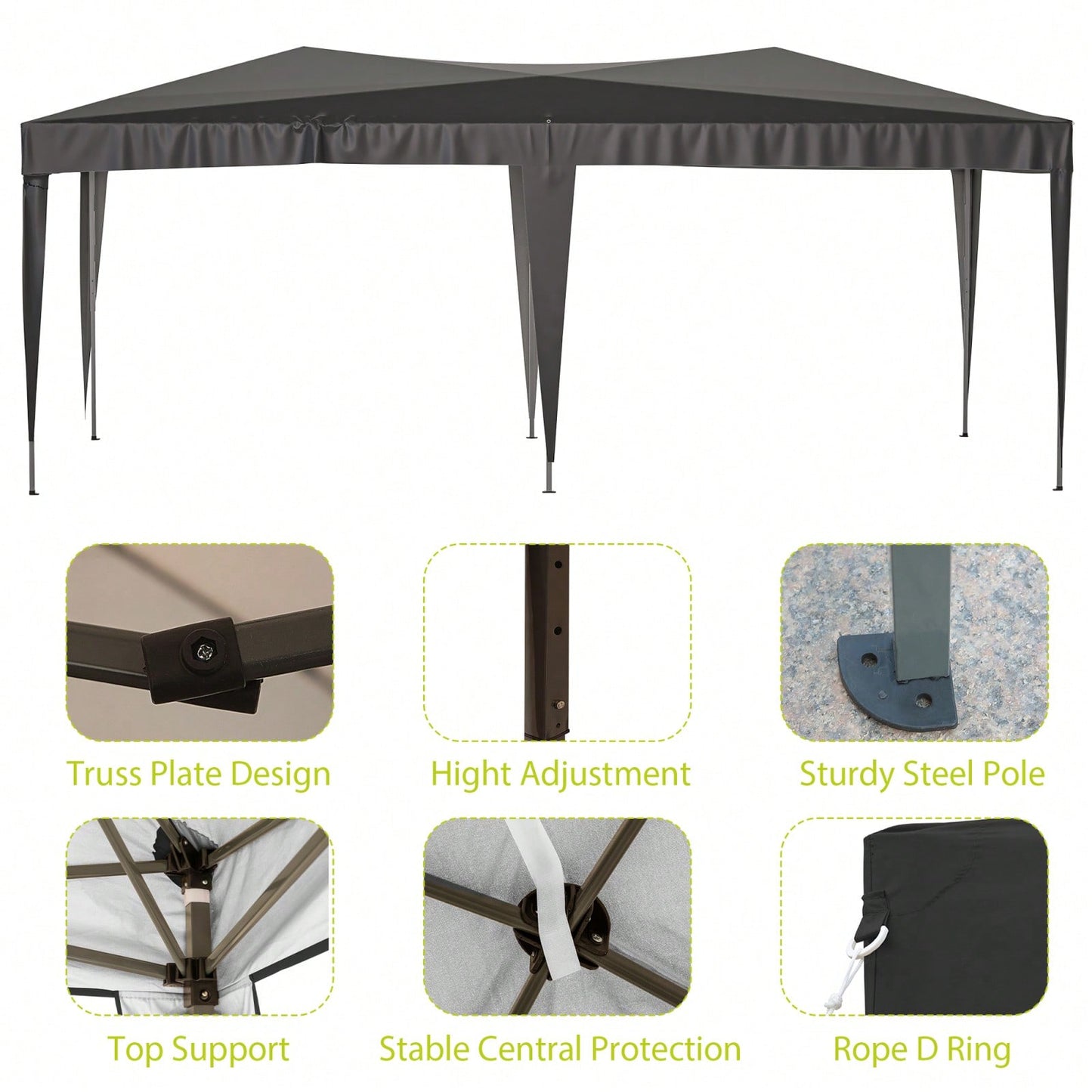 10x20 Heavy Duty Pop Up Canopy Tent with 6 Waterproof Sidewalls for Outdoor Events and Parties