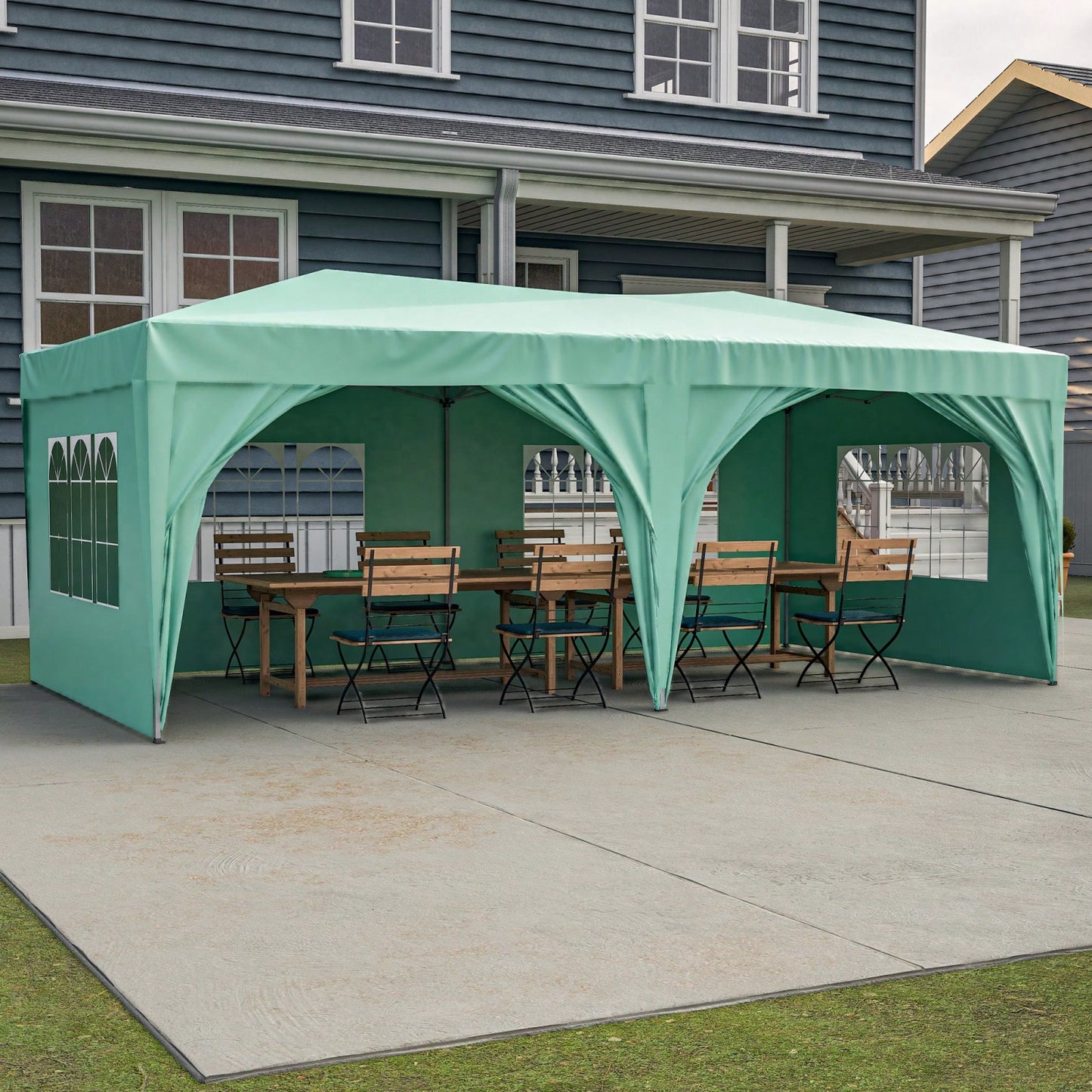 10x20 Heavy Duty Pop Up Canopy Tent with 6 Waterproof Sidewalls for Outdoor Events and Parties