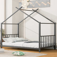 Twin House Bed Frame With Slat Support - No Box Spring Needed - Sturdy Metal Frame - Safe & Stylish For Kids Bedroom - Easy Assembly (Black)