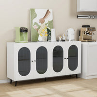 Acrylic Door Modern Sideboard Cabinet Freestanding Storage Console with Adjustable Shelves for Home and Office White