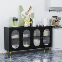 Acrylic Door Modern Sideboard Cabinet Freestanding Storage Console with Adjustable Shelves for Home and Office White