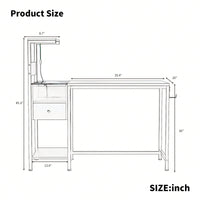 Reversible Home Office Desk With 4-Tier Shelves And Drawer, Gaming Desk With LED Lights, Computer Desk With Charge Outlets