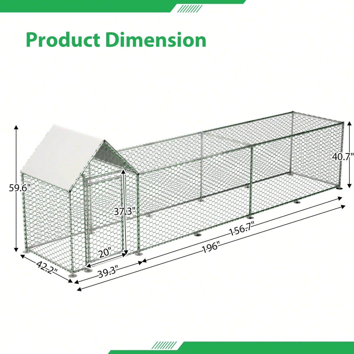 16x3FT Heavy Duty Walk-In Chicken Coop with Run UV Water Resistant Cover Lockable Door for Chickens Ducks and Small Animals