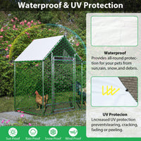 16x3FT Heavy Duty Walk-In Chicken Coop with Run UV Water Resistant Cover Lockable Door for Chickens Ducks and Small Animals