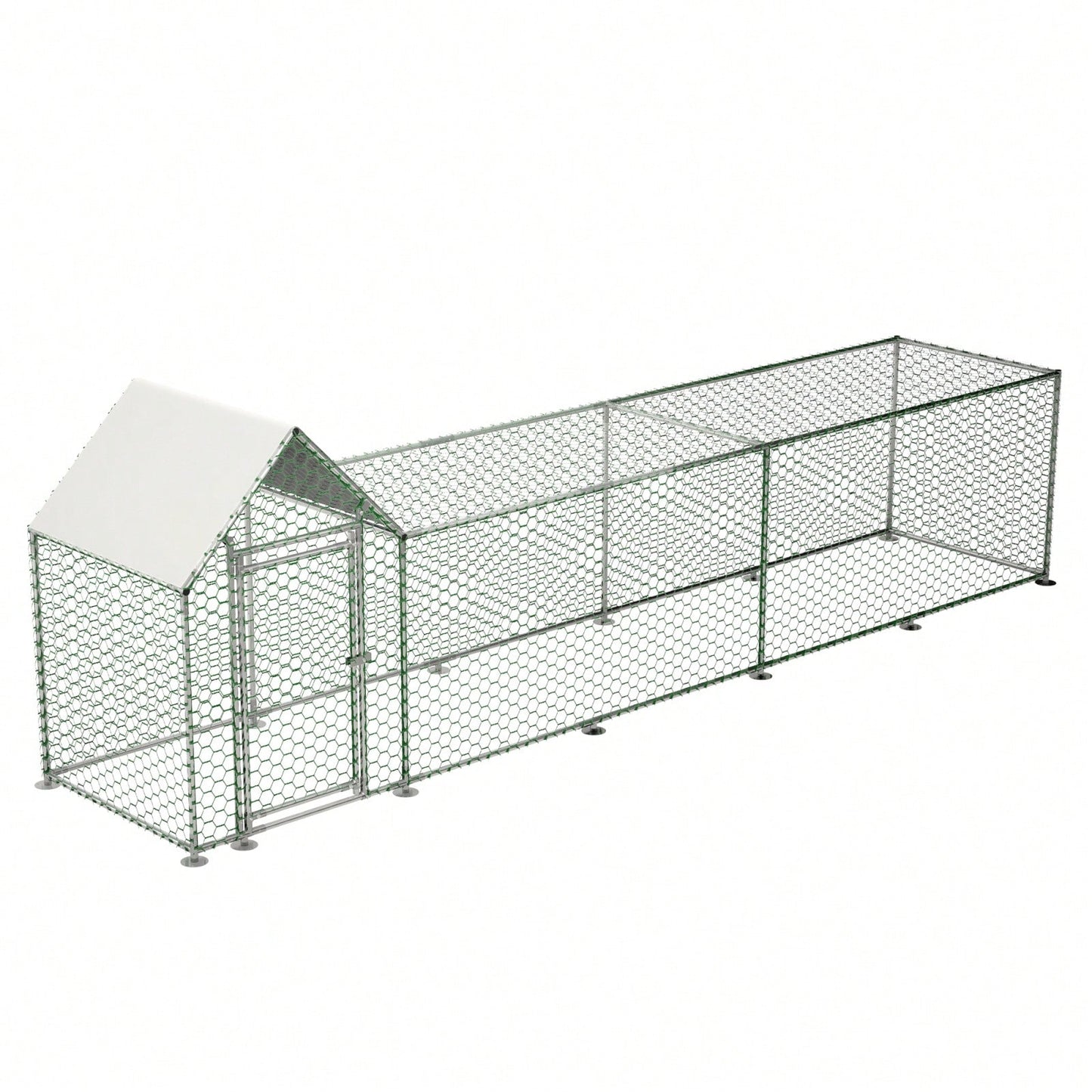 16x3FT Heavy Duty Walk-In Chicken Coop with Run UV Water Resistant Cover Lockable Door for Chickens Ducks and Small Animals