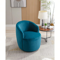 Velvet Fabric Swivel Accent Armchair Barrel Chair With Black Powder Coating Metal Ring