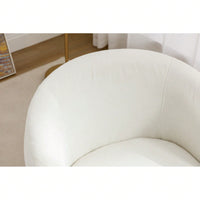 Chenille Fabric Swivel Accent Armchair Barrel Chair With Black Powder Coating Metal Ring