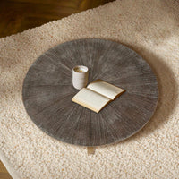 2-Tier Round Coffee Table With Storage, Farmhouse Living Room Cocktail Table With Black Metal Leg,Patchwork Desktop Effect Easy Assembly