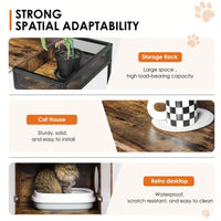 Extra Large Rustic Cat Litter Box Enclosure with Double Doors and Ventilation Holds 2 Litter Boxes and Offers Storage Solutions