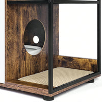 Extra Large Rustic Cat Litter Box Enclosure with Double Doors and Ventilation Holds 2 Litter Boxes and Offers Storage Solutions