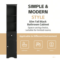 Slim Freestanding Bathroom Storage Cabinet with Drawer Adjustable Shelf Anti-Tip Design for Small Spaces Black