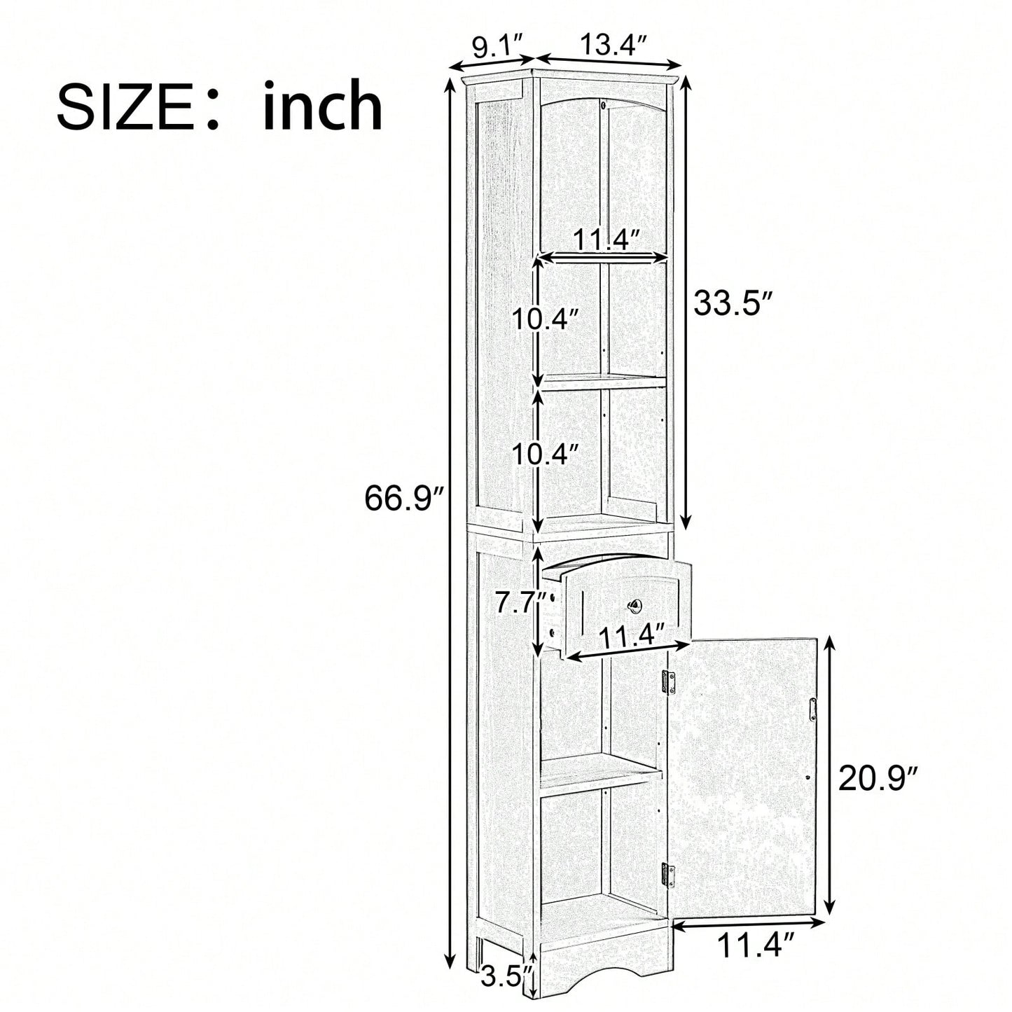 Slim Freestanding Bathroom Storage Cabinet with Drawer Adjustable Shelf Anti-Tip Design for Small Spaces Black