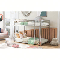 Twin Over Twin Metal Bunk Bed With Ladder - Space-Saving Low Bunk Design For Kids Or Adults - Sturdy Steel Frame