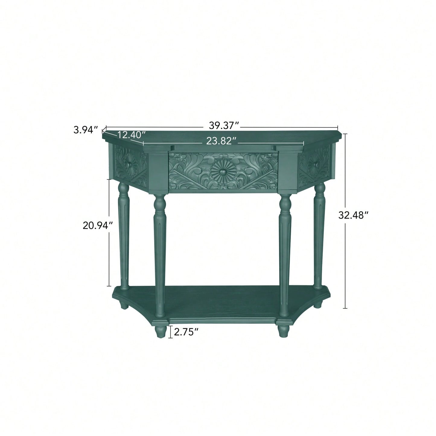 Elegant Carved Side Table with Drawer and Shelf for Living Room and Bedroom Anti-Tipping Storage Solution