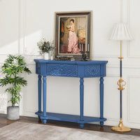 Elegant Carved Side Table with Drawer and Shelf for Living Room and Bedroom Anti-Tipping Storage Solution