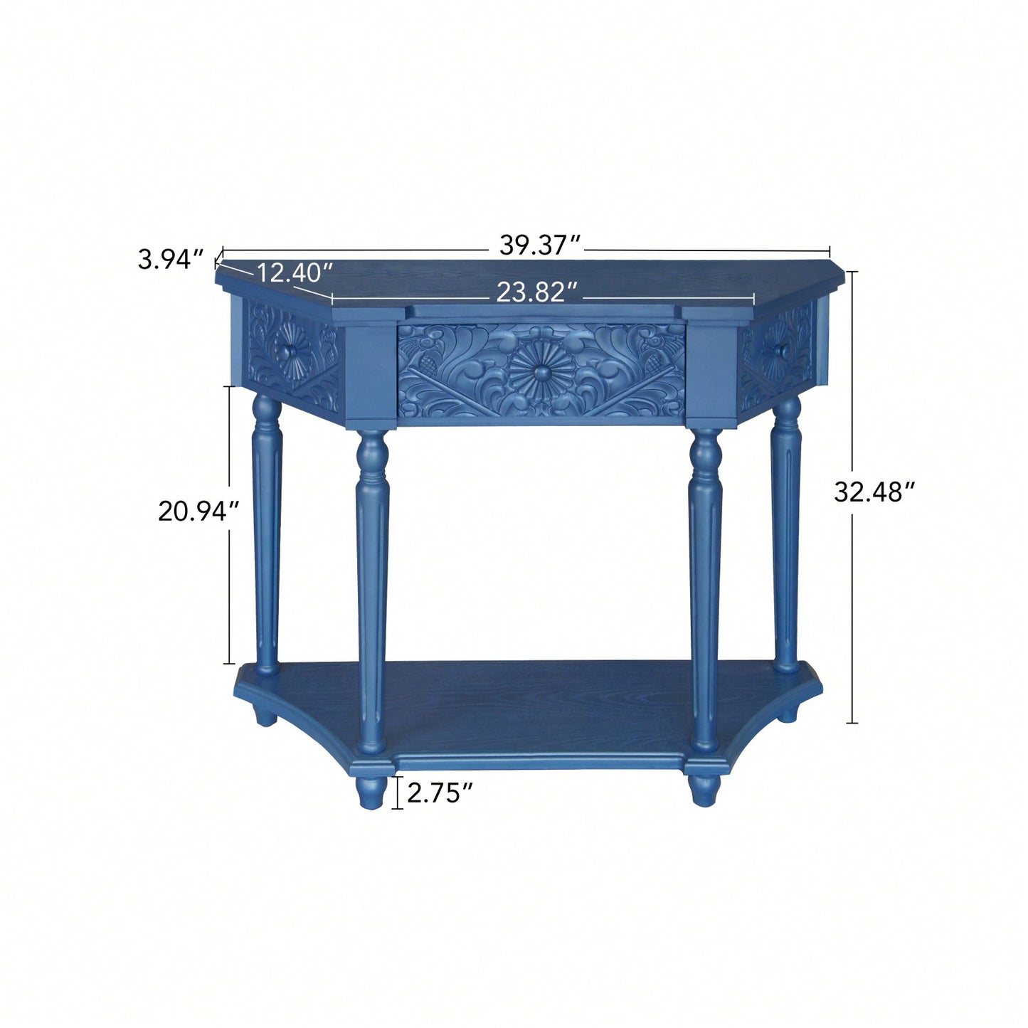 Elegant Carved Side Table with Drawer and Shelf for Living Room and Bedroom Anti-Tipping Storage Solution