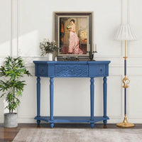 Elegant Carved Side Table with Drawer and Shelf for Living Room and Bedroom Anti-Tipping Storage Solution